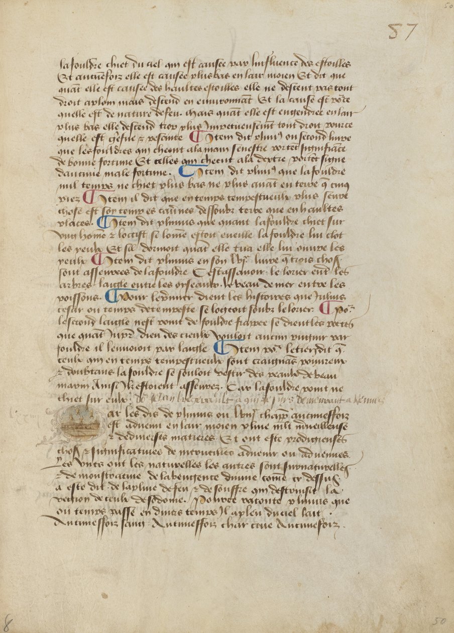 Historiated Initial P : Pluie de crapauds, de rainettes et de vermines - Master of the Geneva Boccaccio
