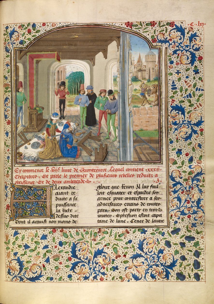 Alexandre se bat avec un lion et tue Clitus - Master of the Jardin de vertueuse consolation