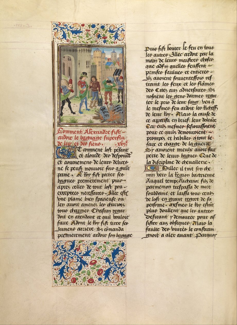 Alexandre ordonne la destruction des bagages excédentaires de son armée - Master of the Jardin de vertueuse consolation and assistant