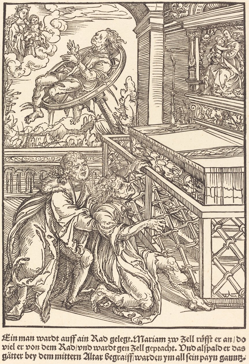Un homme attend sur une roue... - Master of the Miracles of Mariazell
