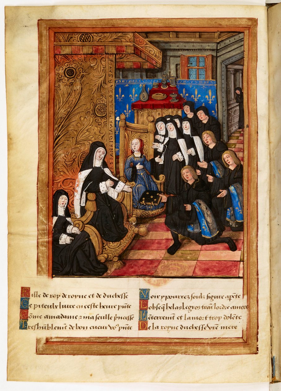 Commémoration et advertissement de la mort (...) de Madame Anne (...) duchesse de Bretagne (...) : miniature de dédicace représentant l
