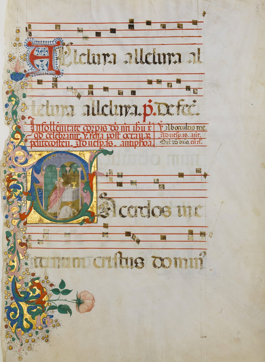 Feuille de manuscrit avec la célébration d