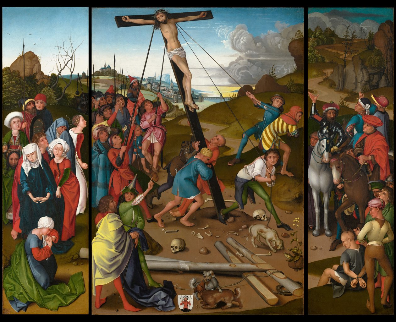 La montée de la croix [panneaux central, gauche et droit] - Master of the Starck Triptych