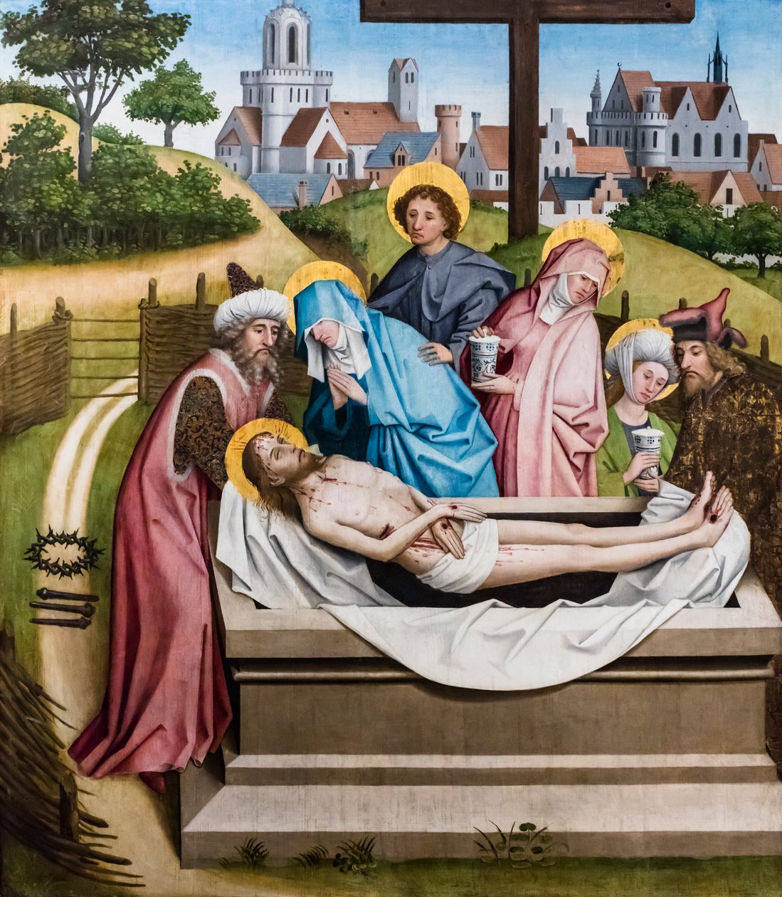 La mise au tombeau du Christ, vers 1450/55 (tempera et huile sur bois de sapin) - Master of the Sterzing Altarpiece