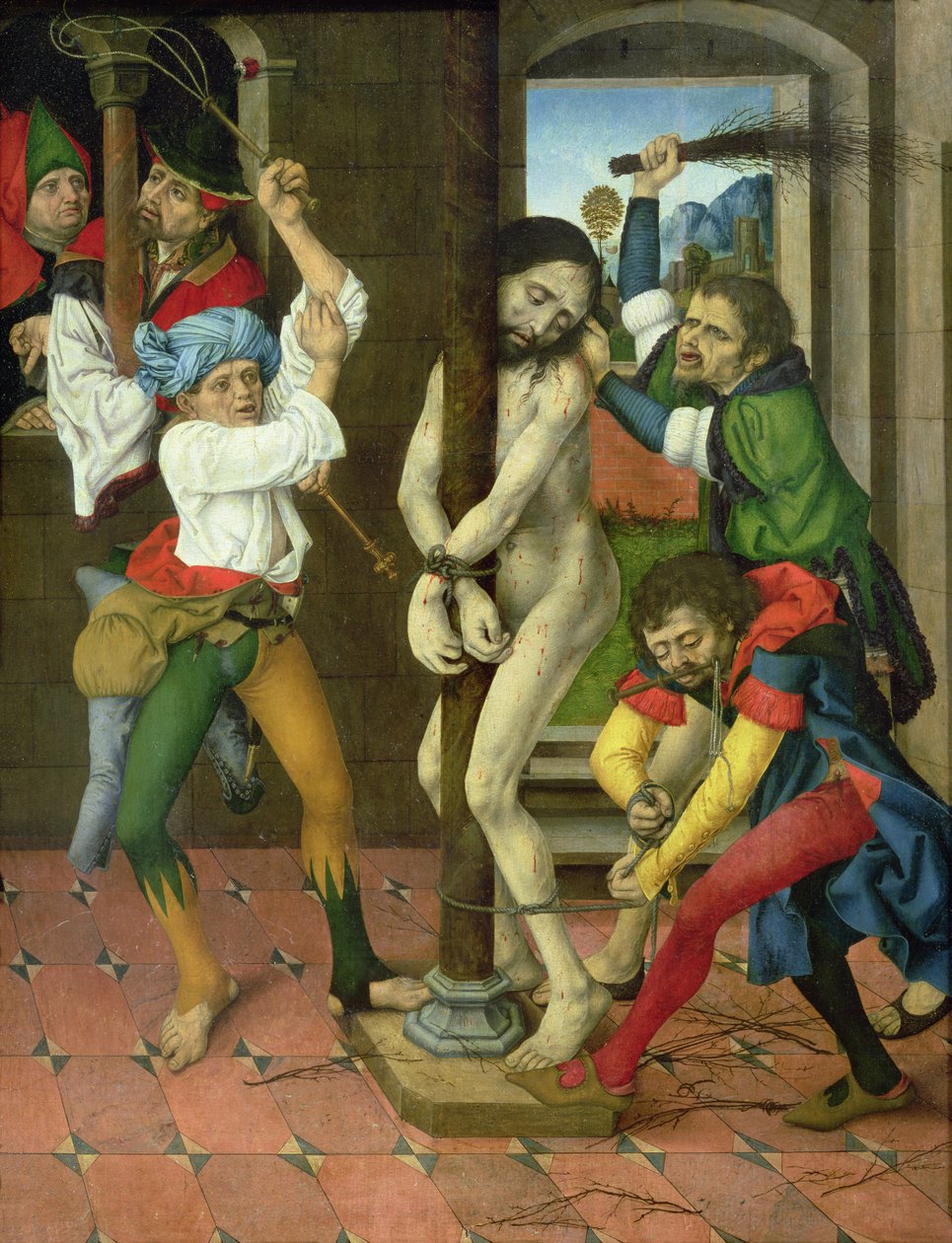 La flagellation du Christ, panneau latéral du retable de la Passion - Master of the Strache Altar