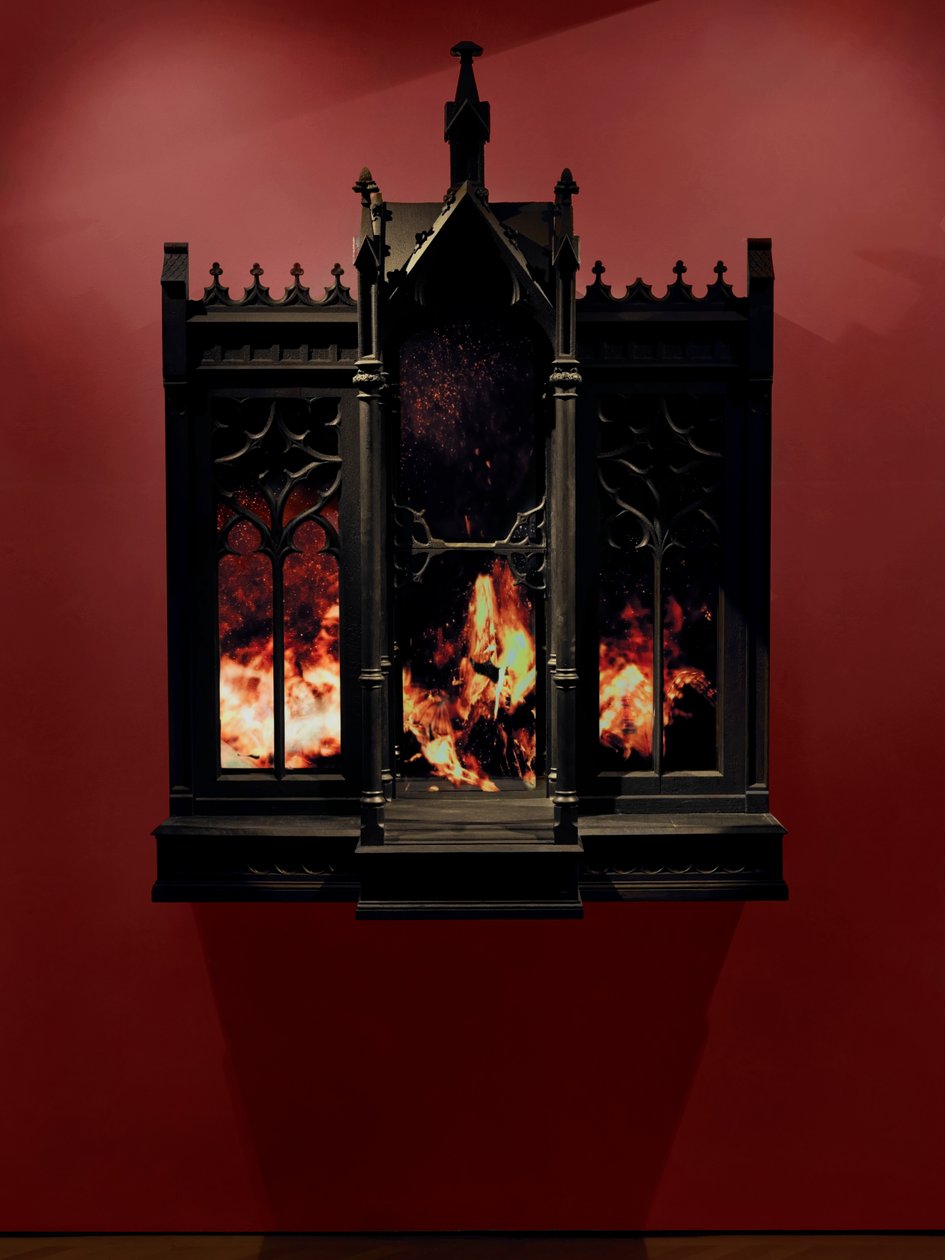 Performance, 2010 (bois, acier, miroir de surveillance, écrans LCD et disque dur) - Mat Collishaw