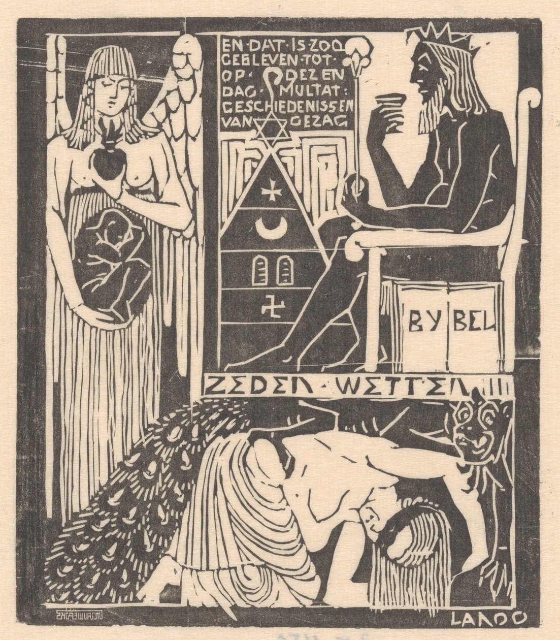 Femme aux yeux bandés et monstre - Mathieu Lauweriks