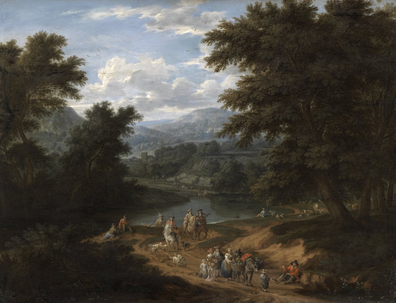 Paysage avec des voyageurs sur un chemin - Mathys Schoevaerdts