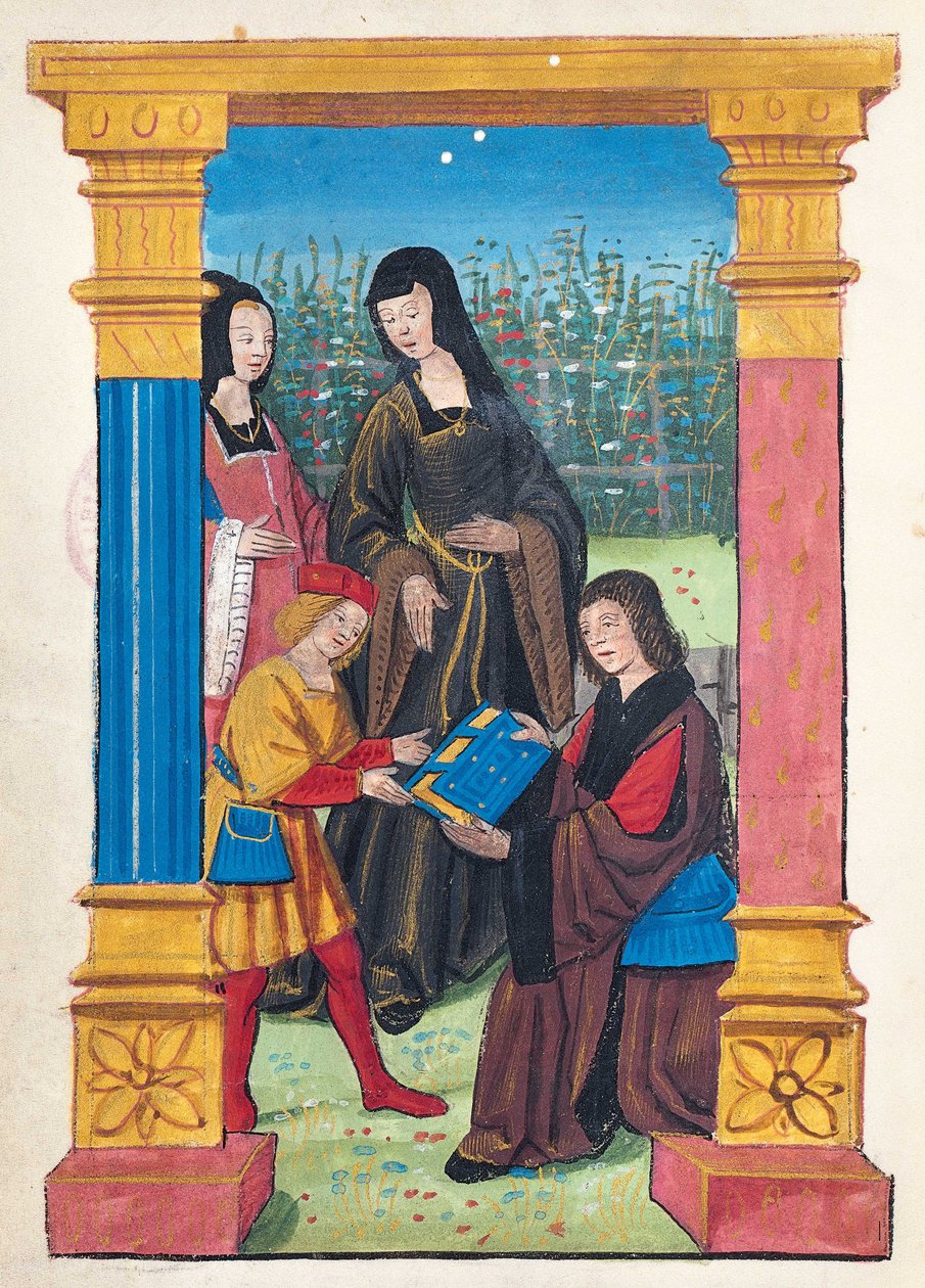 Antoine Vérard présente son livre à François d