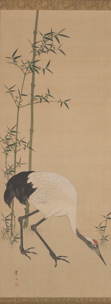 Grues, bambou et pin, période Edo - Matsumura Keibun