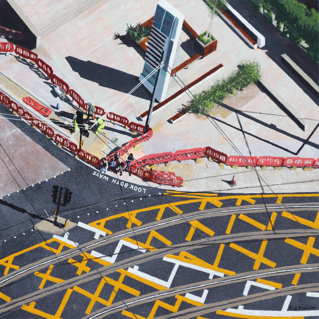 Push Button and Wait, 2020 (acrylique sur panneau) - Matt Bannister