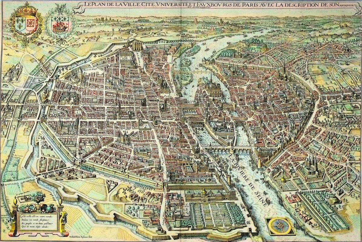 Plan de Paris en 1615. Gravure de Mathieu Merian - Mattaus the Younger Merian