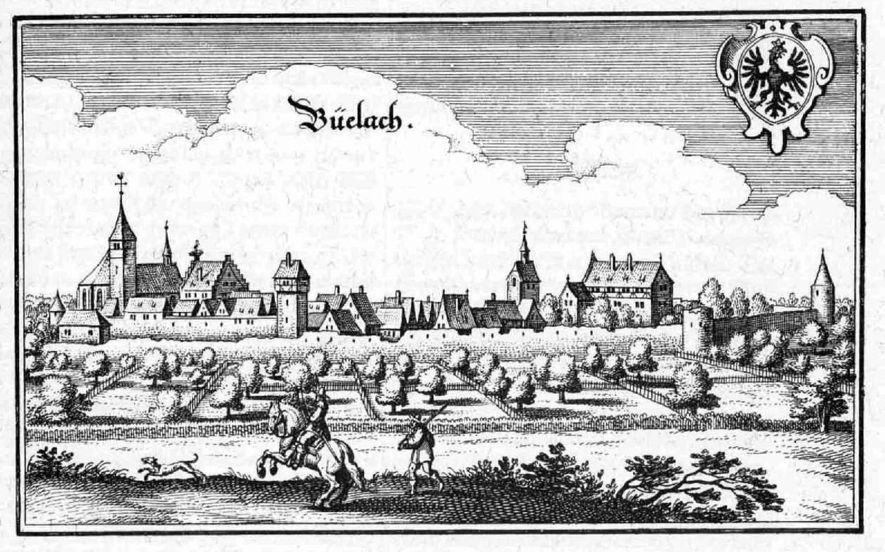 Büelach - extrait de Topographia Sueviae (Schwaben) - Matthaus Merian