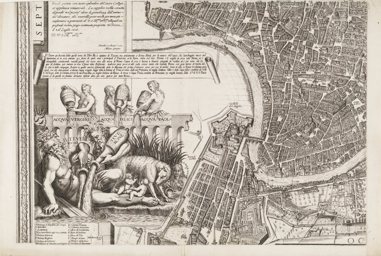 Carte de Rome. Partie inférieure gauche - Matthaus Greuter