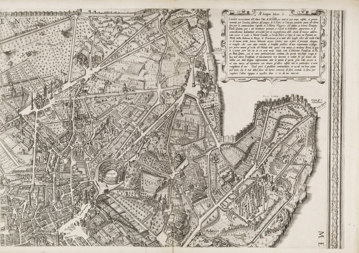 Carte de Rome, partie supérieure droite - Matthaus Greuter