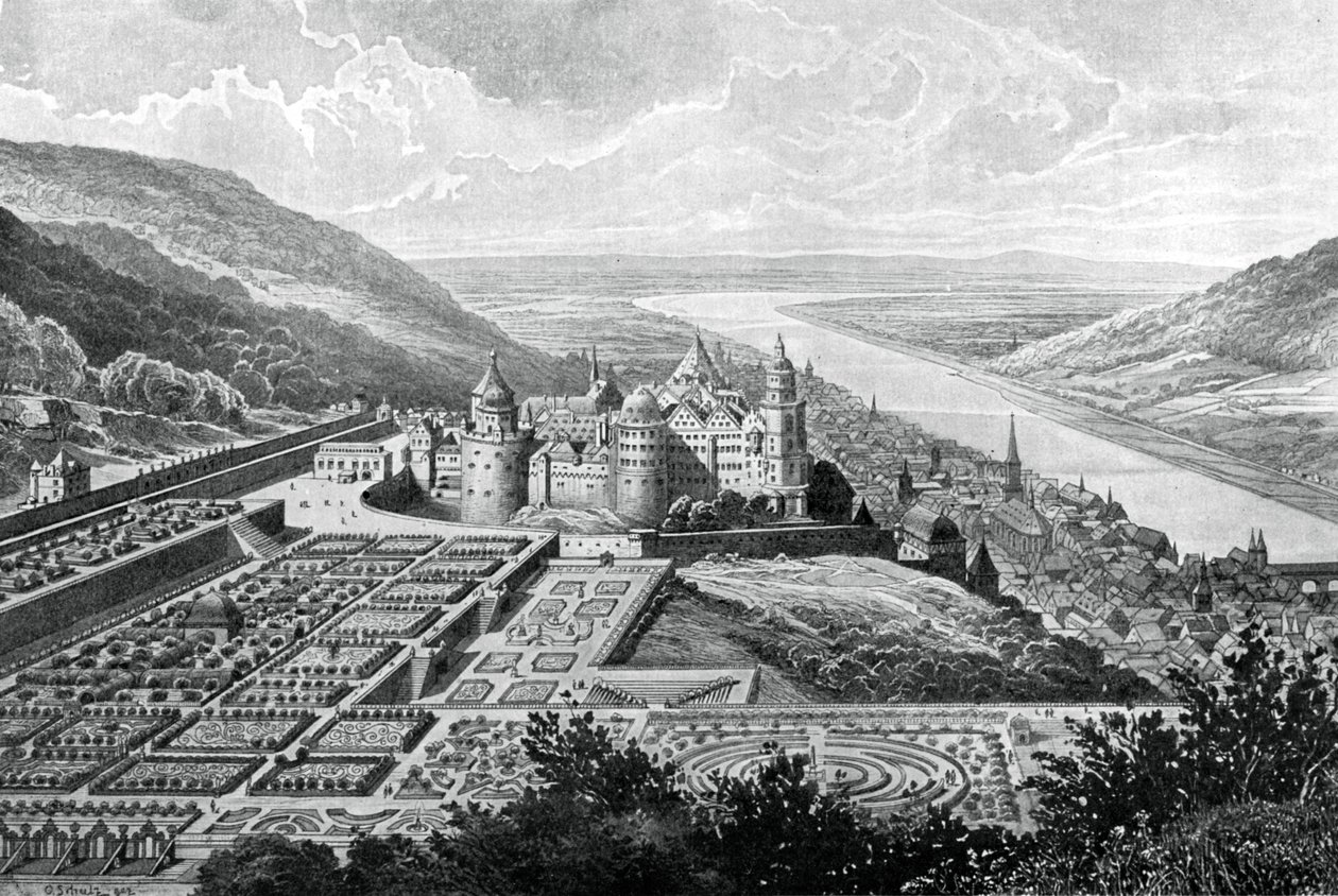 Château de Heidelberg, Allemagne, en 1620 - Matthaus Merian