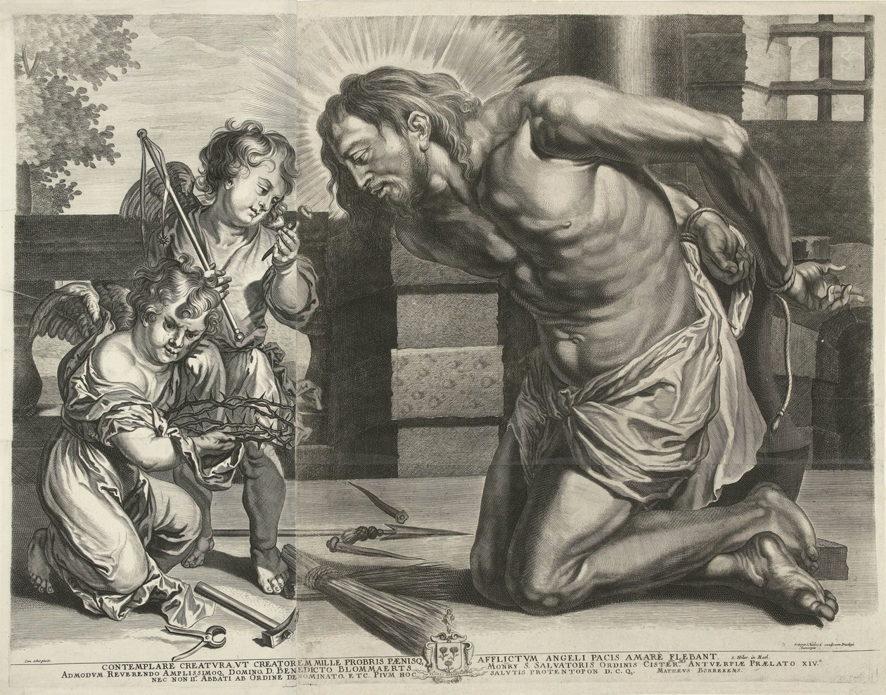 Christ agenouillé devant les Arma Christi - Mattheus Borrekens
