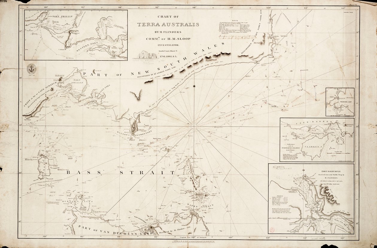 Carte du détroit de Bass par Matthew Flinders - Matthew Flinders