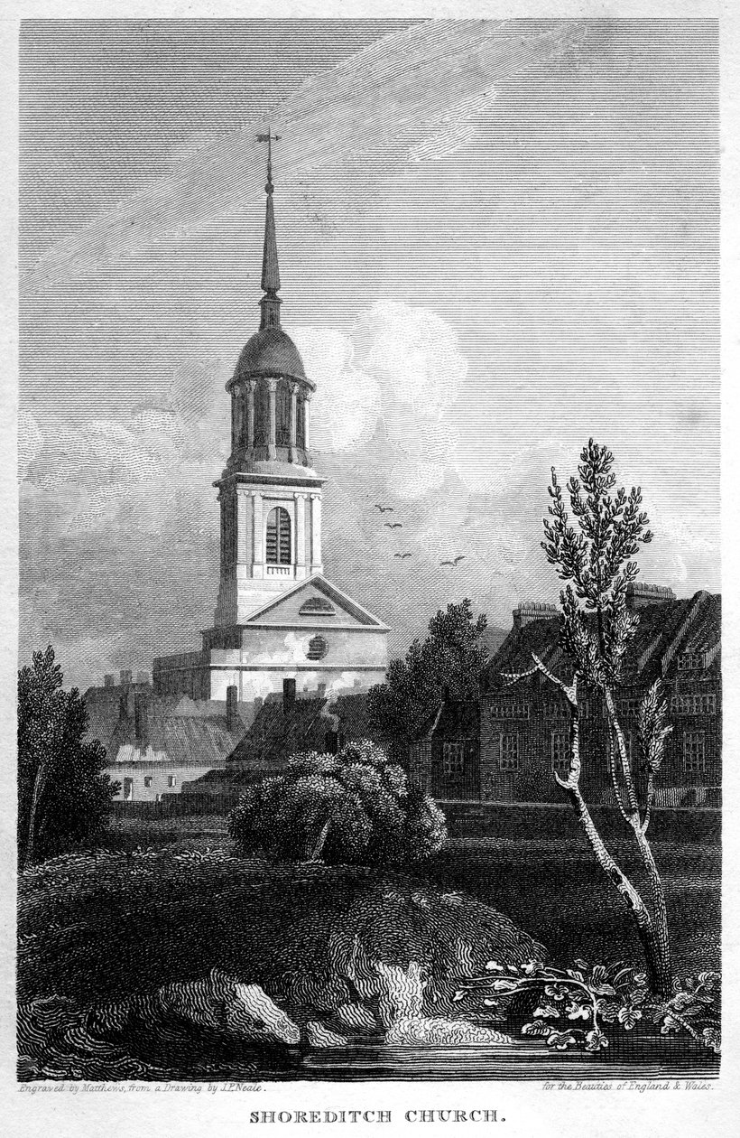 Église de Shoreditch, Londres, 1815 - Matthews