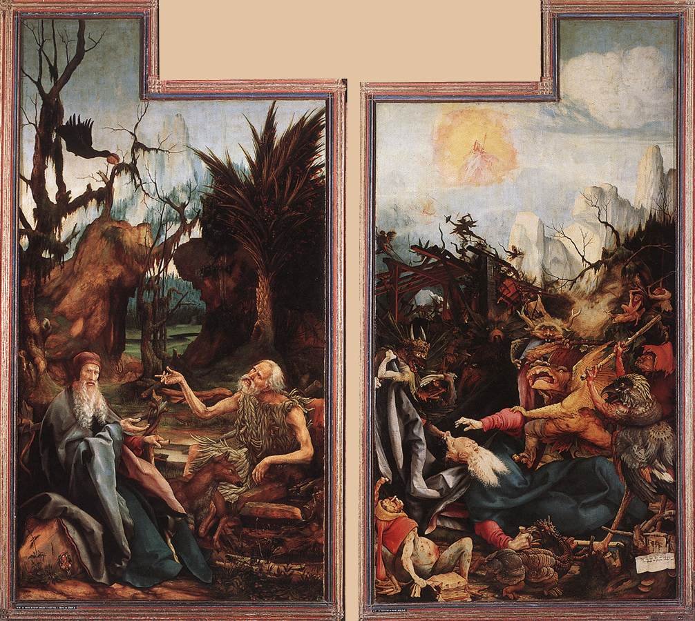 Visite de Saint Antoine à Saint Paul et Tentation de Saint Antoine - Matthias Grünewald
