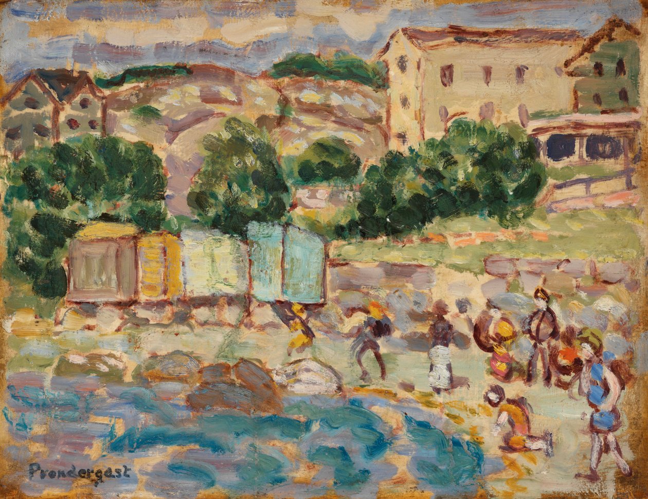 Plage et village - Maurice Brazil Prendergast