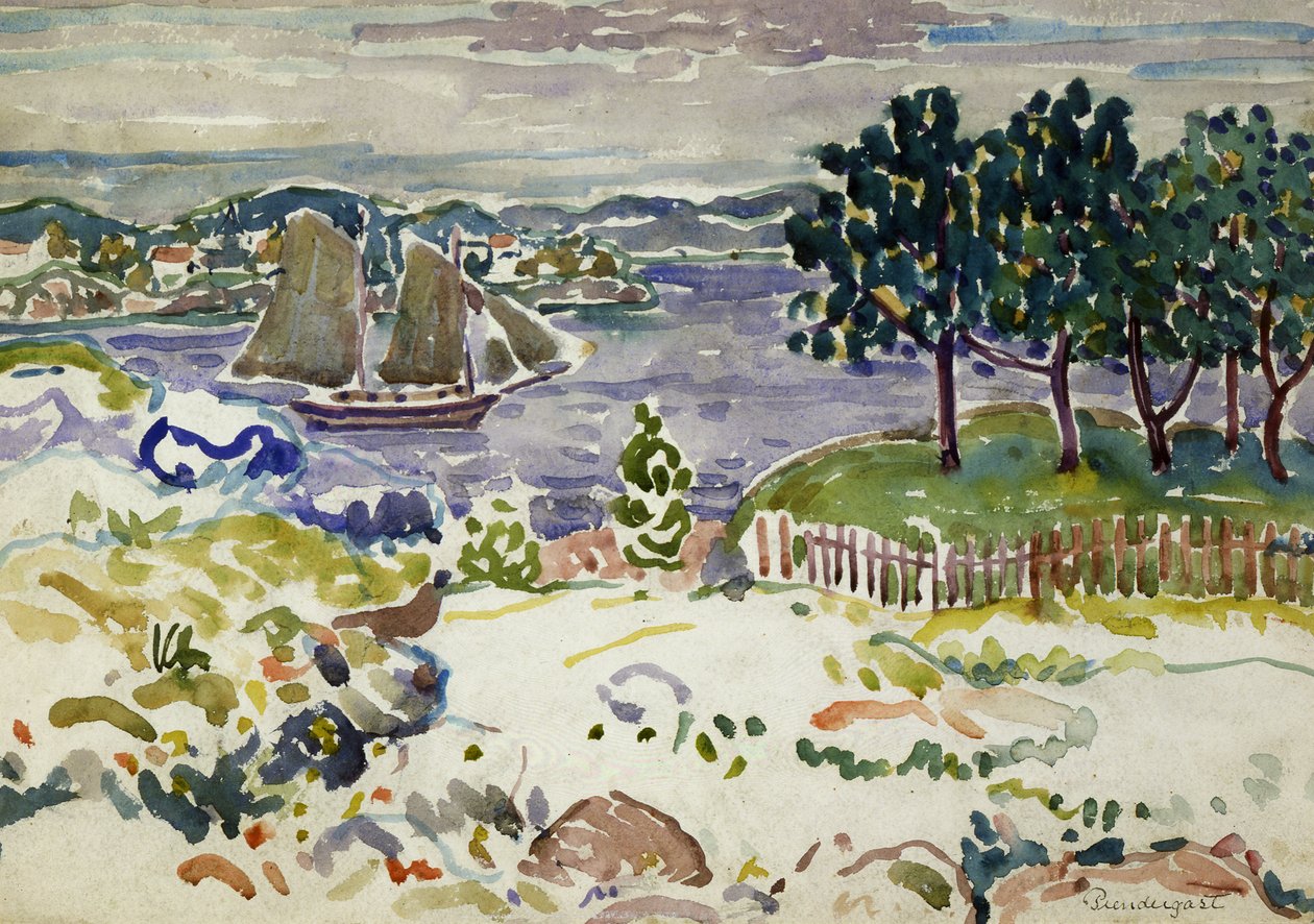 Entrée avec voilier, Maine, vers 1913-1915 - Maurice Brazil Prendergast