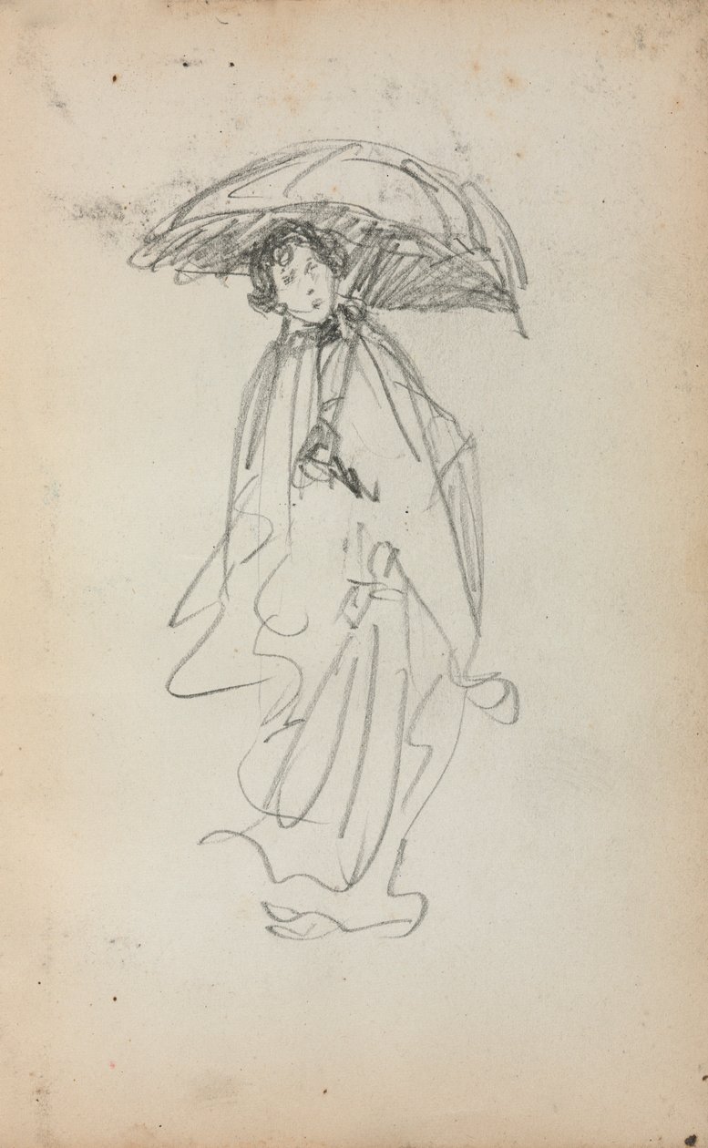 Carnet de croquis italien : Femme debout avec un parasol page 259, 1898-1899 - Maurice Brazil Prendergast