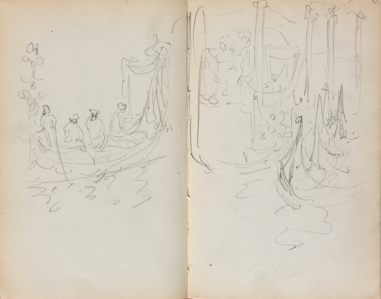 Carnet de croquis italien : Vue du port vénitien pages 31 et 32, 1898-1899 - Maurice Brazil Prendergast