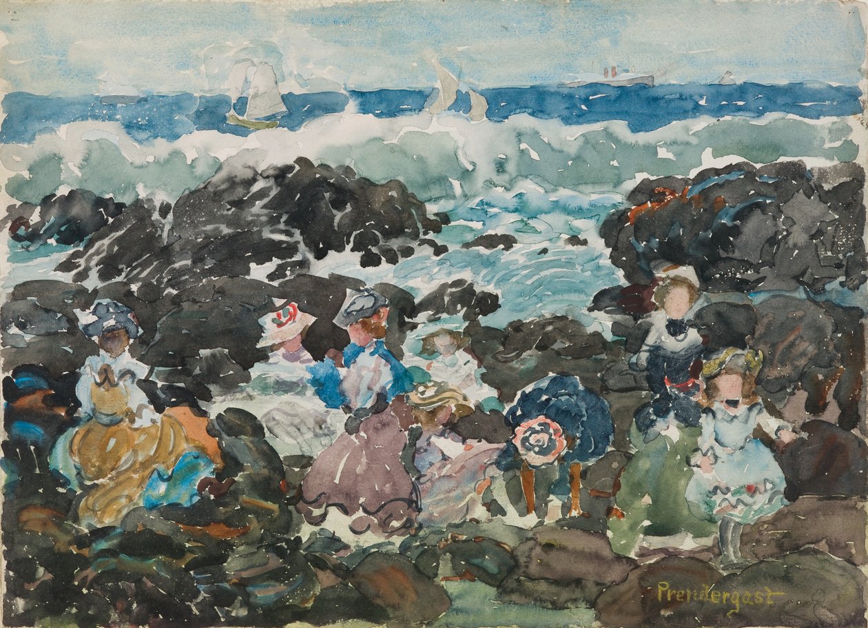 Surf, Cohasset, vers 1900-5 (aquarelle et mine de plomb) - Maurice Brazil Prendergast