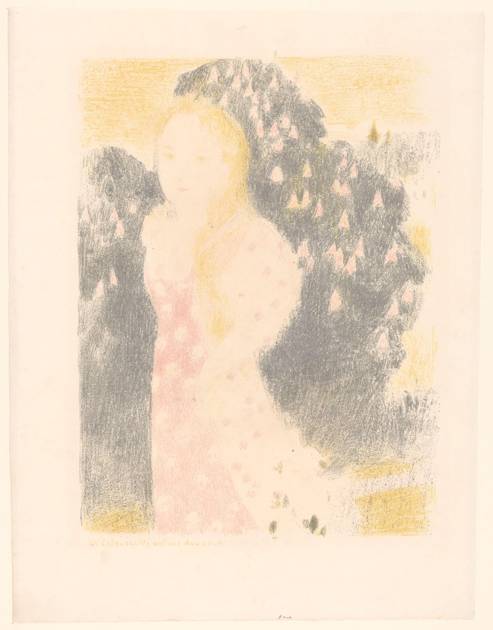 Fille devant un buisson en fleur - Maurice Denis