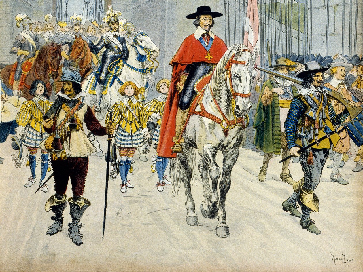 Histoire de France : Enterrement du roi Louis XIII (1601-1643) et du cardinal Richelieu (Armand Jean du Plessis) - Maurice Leloir