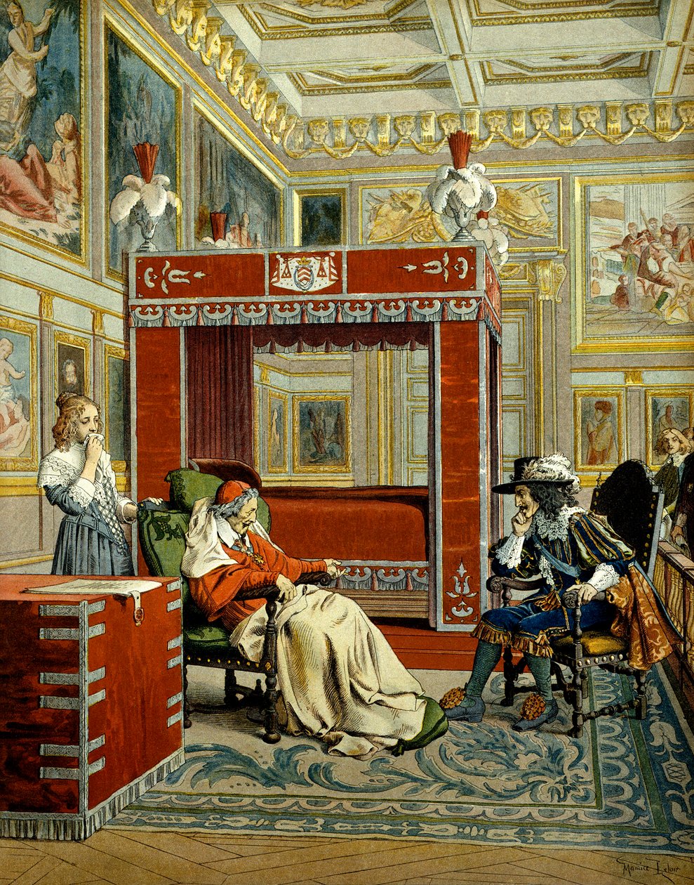 Histoire de France : Dernière visite de Louis XIII au Cardinal Richelieu (Armand Jean du Plessis) - Maurice Leloir