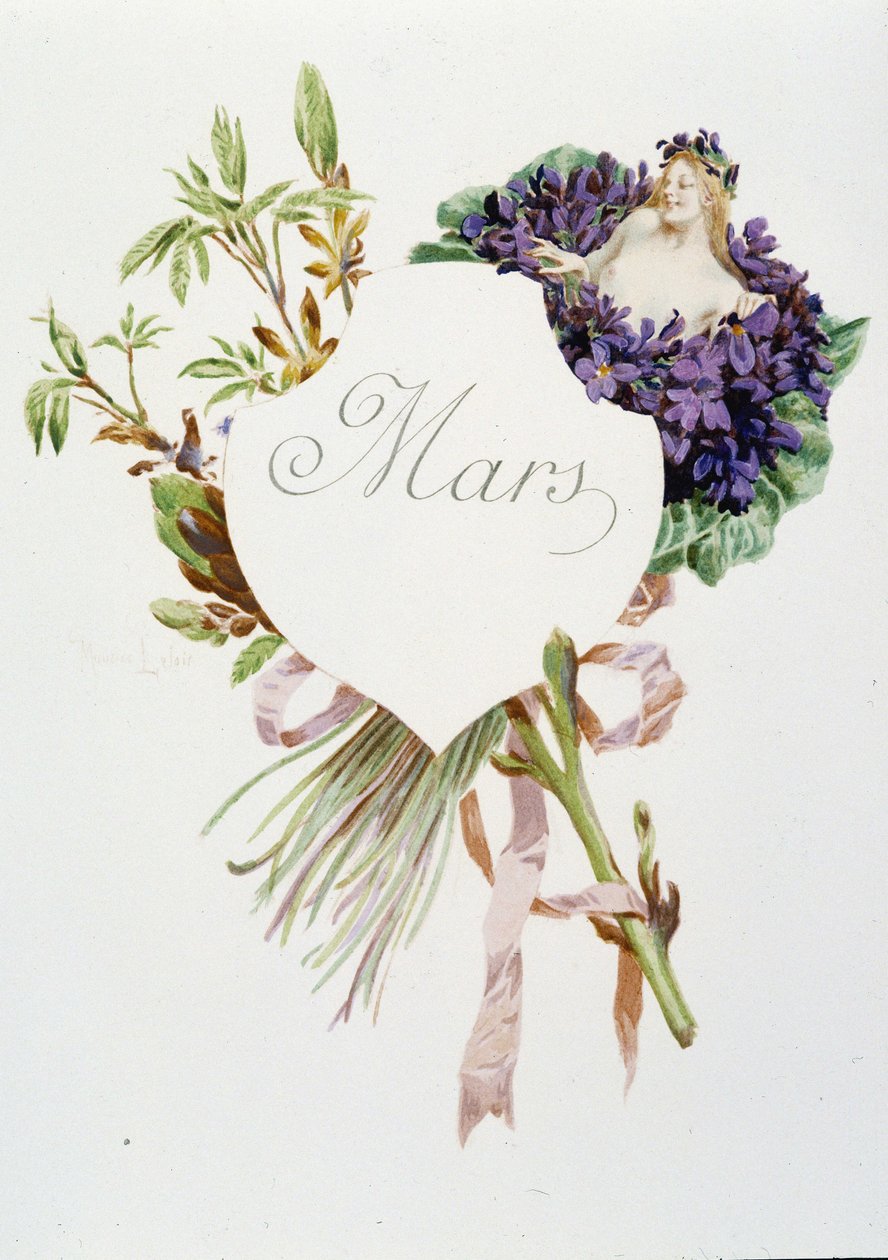 Mars "La Chanson du mois" par Jérôme Doucet, illustration - Maurice Leloir, éd. Reims 1904. L. Michaud - Maurice Leloir