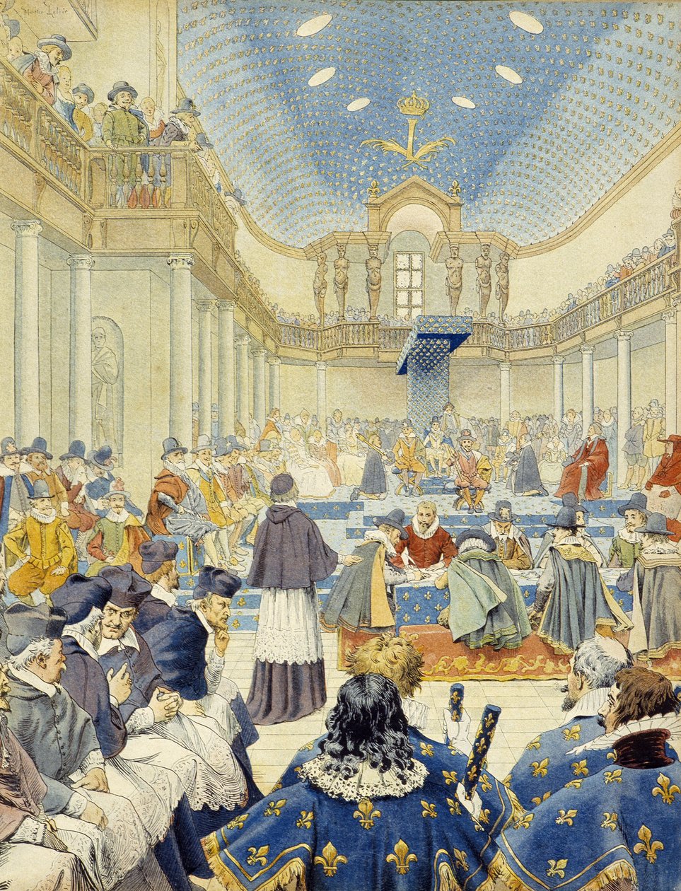 Richelieu prononça le discours, au nom du clergé, à la séance de clôture des États Généraux de 1614 - dans « Richelieu » par Maurice Leloir - Maurice Leloir