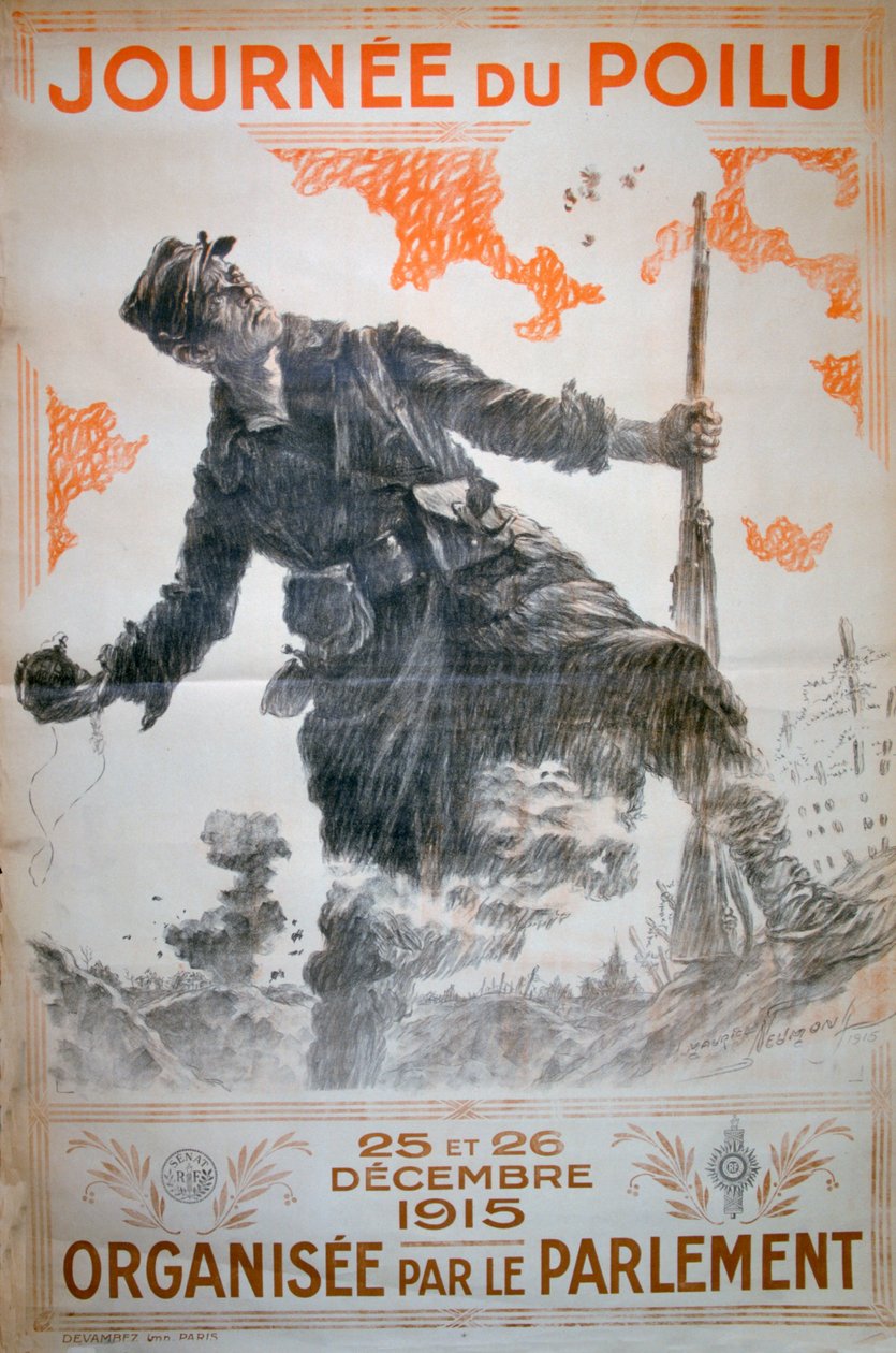 Journée du Poilu 25 et 26 Décembre 1915, affiche française de la Première Guerre mondiale - Maurice Neumont