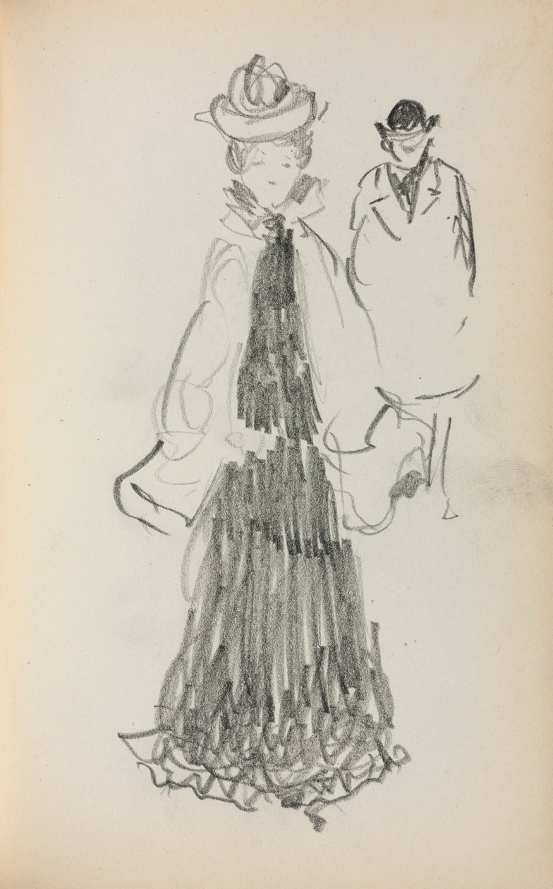 Carnet de croquis italien : Femme et homme debout (page 125) - Maurice Prendergast