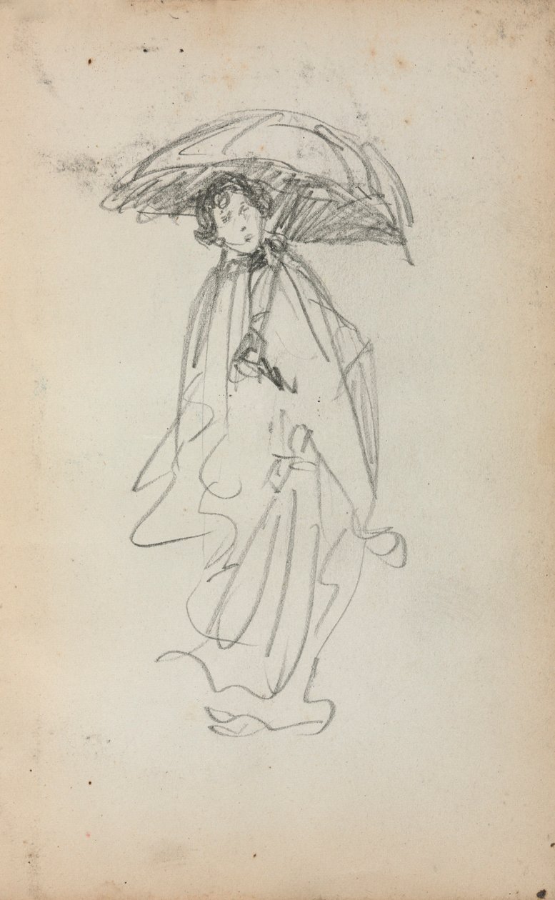 Carnet de croquis italien : Femme debout avec parasol (page 259) - Maurice Prendergast