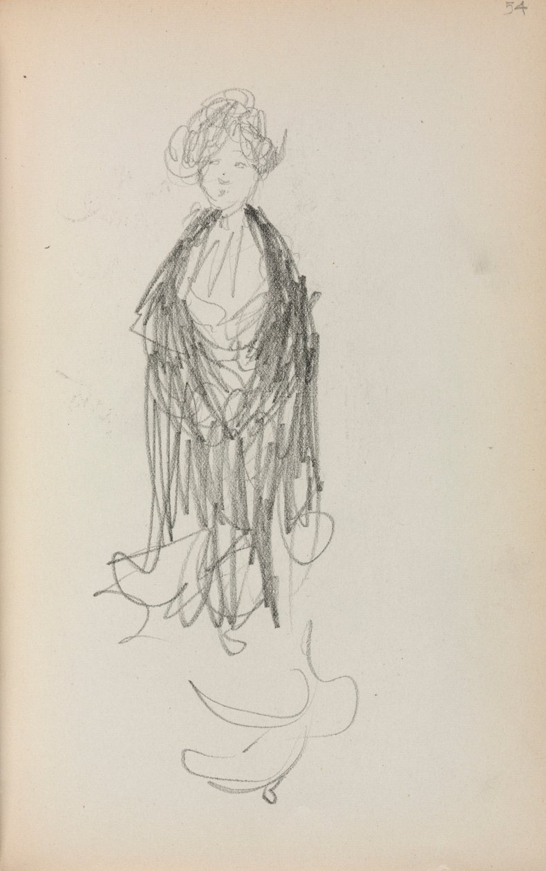 Carnet de croquis italien : Femme debout avec châle (page 54) - Maurice Prendergast