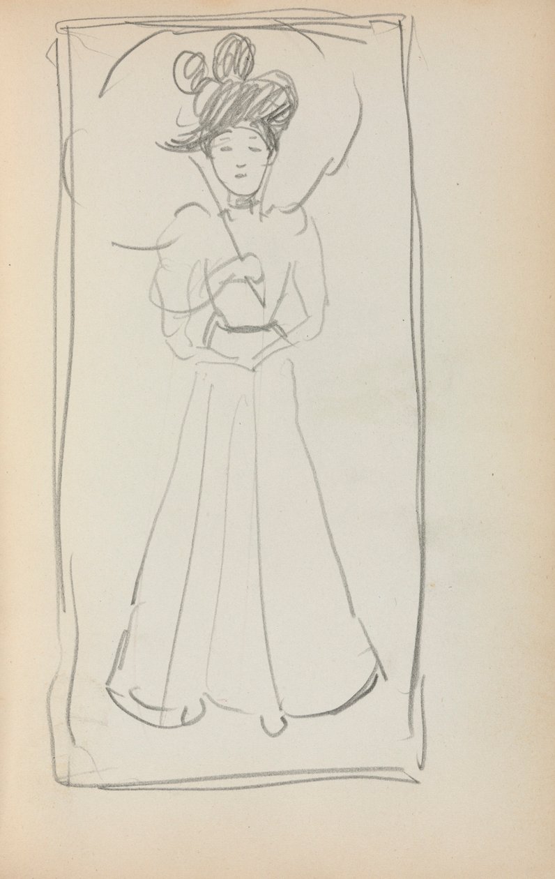 Carnet de croquis italien : Femme debout avec parasol (page 233) - Maurice Prendergast