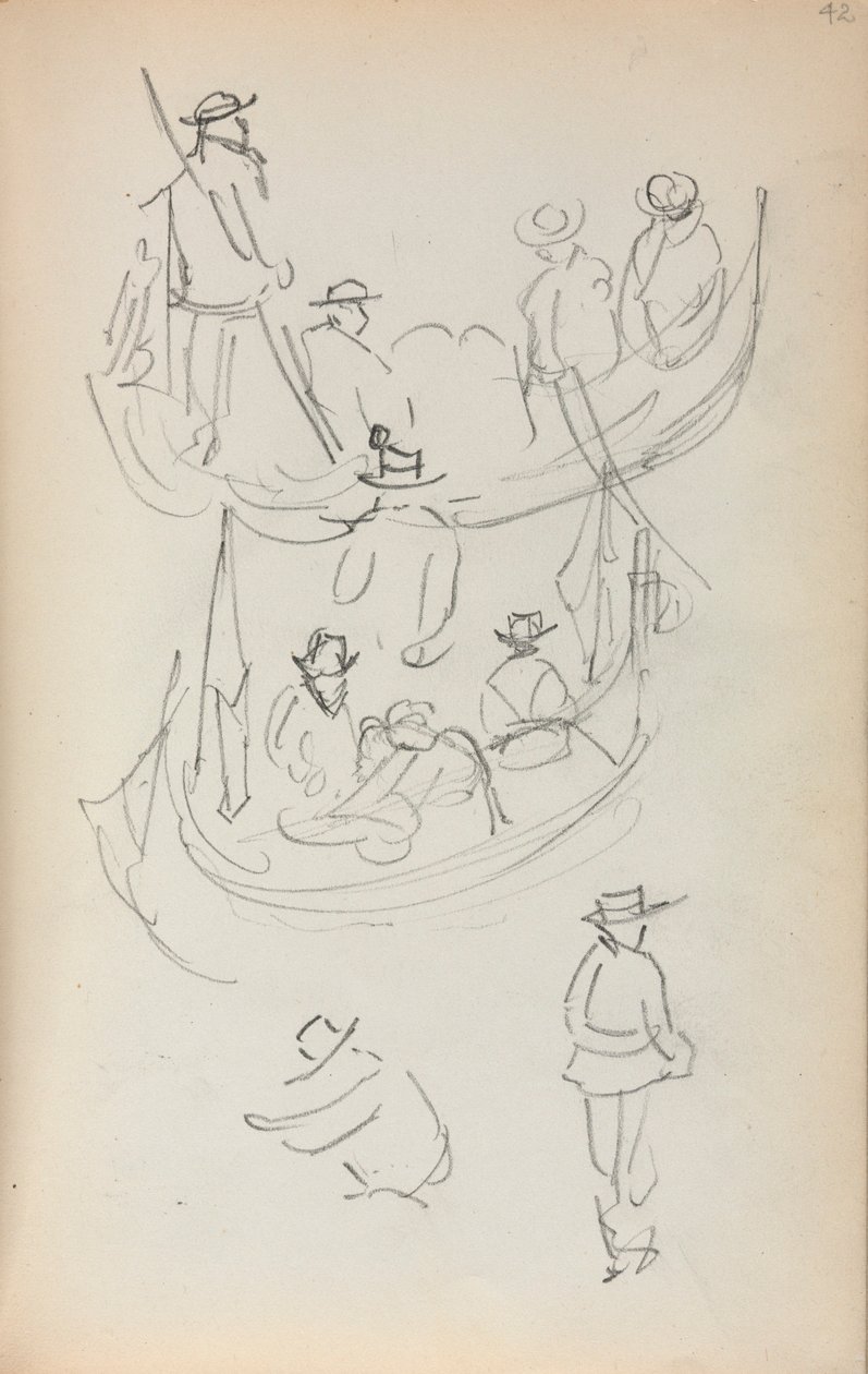 Carnet de croquis italien : Deux gondoles avec personnages - Maurice Prendergast