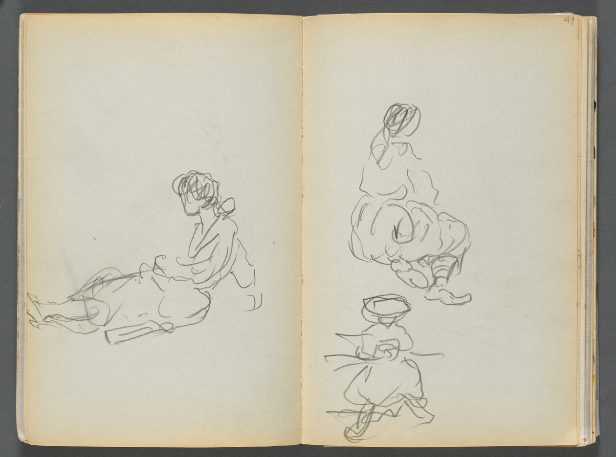Sketchbook- The Granite Shore Hotel, Rockport, page 048  49 : Figures féminines assises - Maurice Prendergast