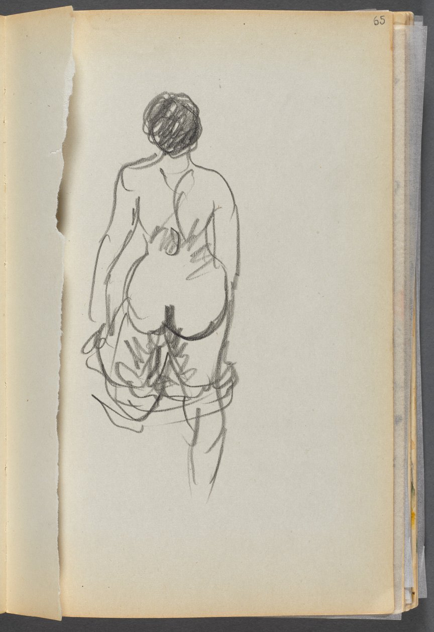 Sketchbook- The Granite Shore Hotel, Rockport, page 065 : Femme nue vue de dos - Maurice Prendergast