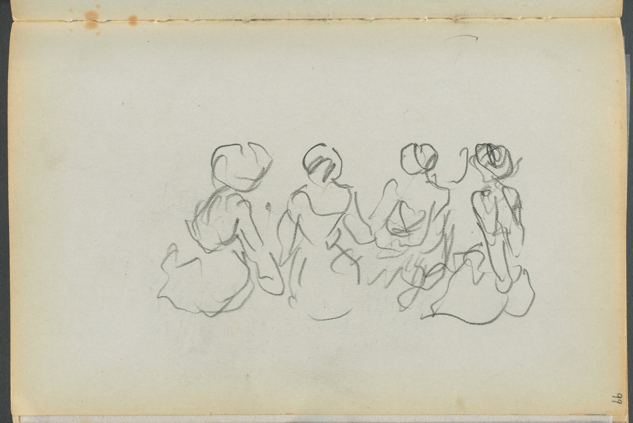 Sketchbook- The Granite Shore Hotel, Rockport, page 099 : Figures féminines assises - Maurice Prendergast