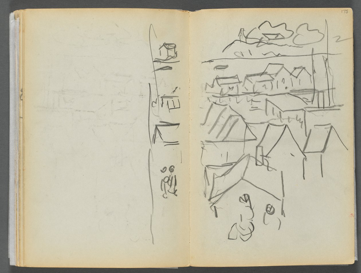 Sketchbook- The Granite Shore Hotel, Rockport, page 174  175 : Maisons - Maurice Prendergast