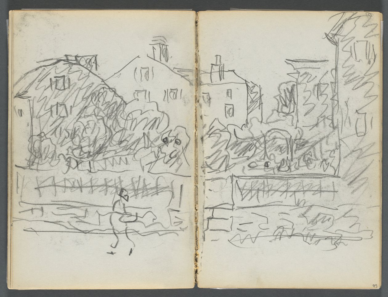 Carnet de croquis, The Dells, N° 127, page 094  95 : Village Street - Maurice Prendergast