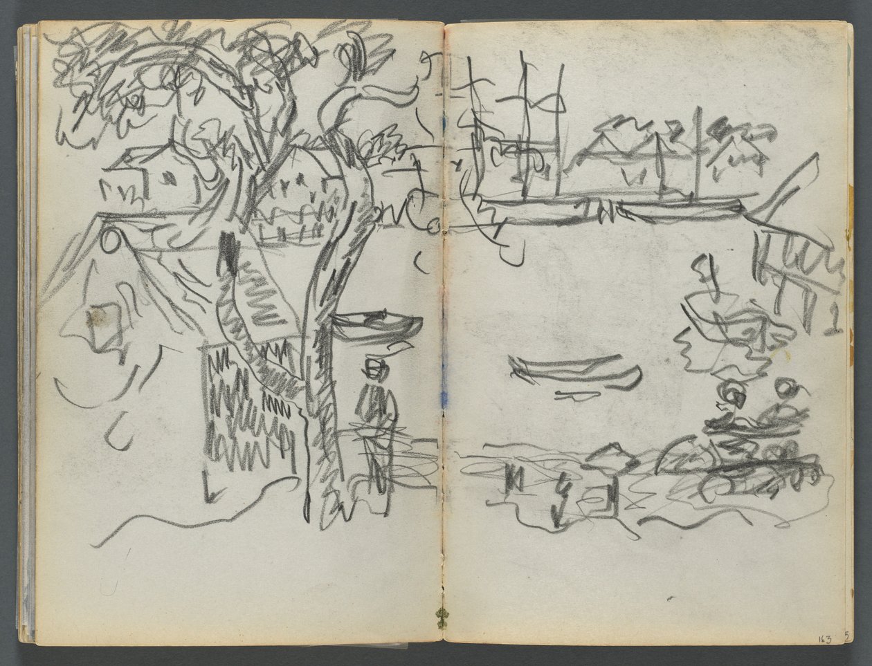 Sketchbook, The Dells, N° 127, page 162  163 : Vue du port - Maurice Prendergast