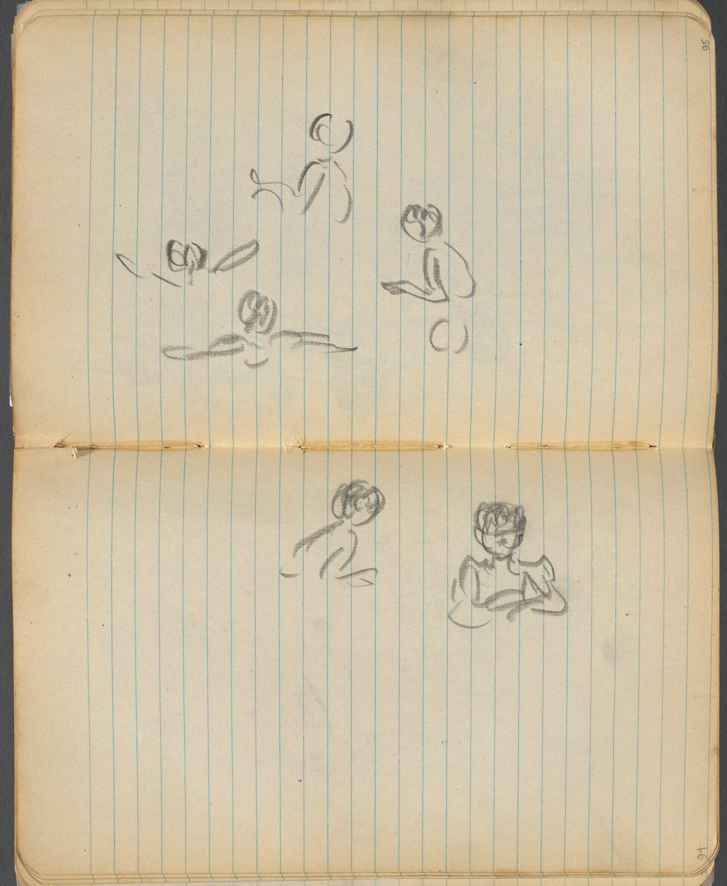 Sketchbook, page 094  95 : Figures de natation - Maurice Prendergast