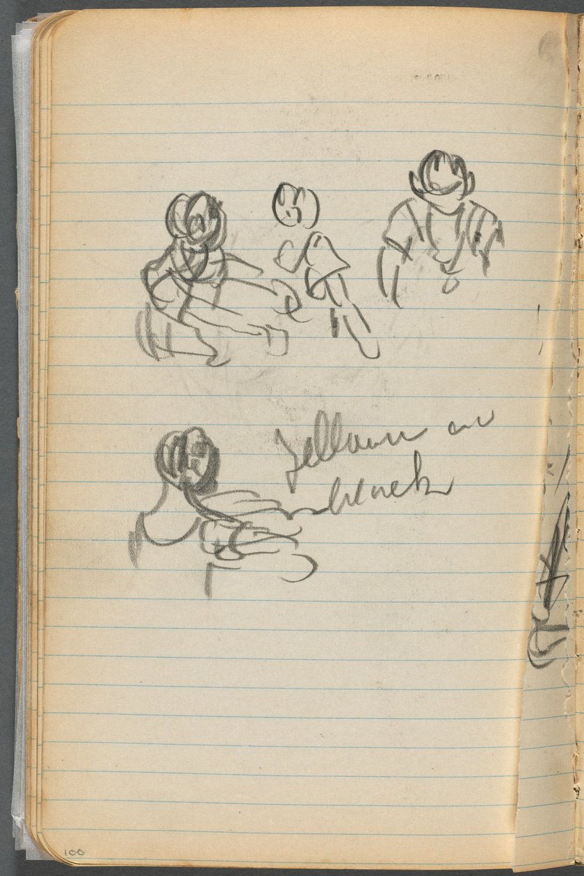 Carnet de croquis, page 100 : Figures avec notes - Maurice Prendergast