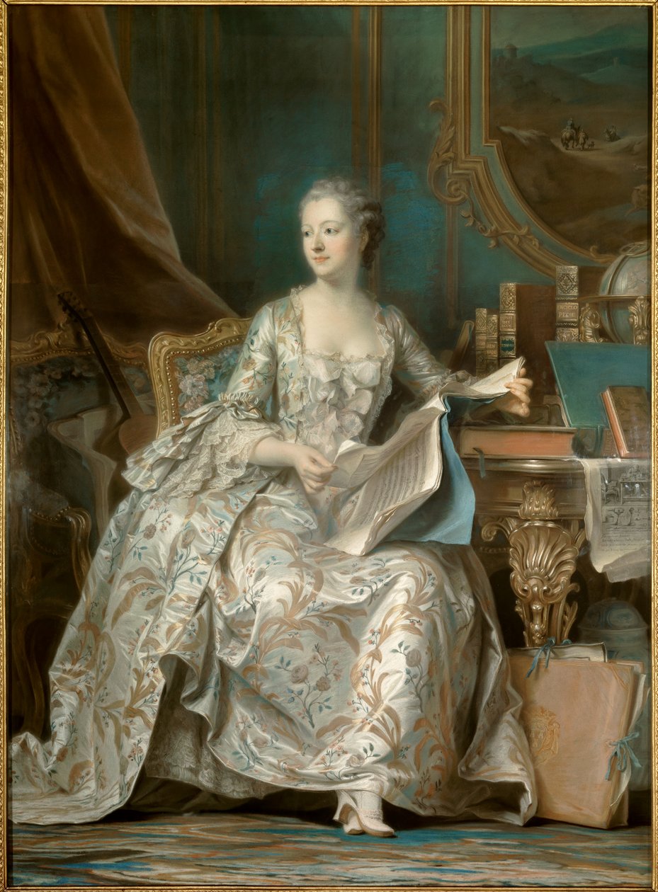 Portrait de Jeanne Antoinette Poisson, marquise de Pompadour (connue sous le nom de Madame de Pompadour) - Maurice-Quentin de La Tour