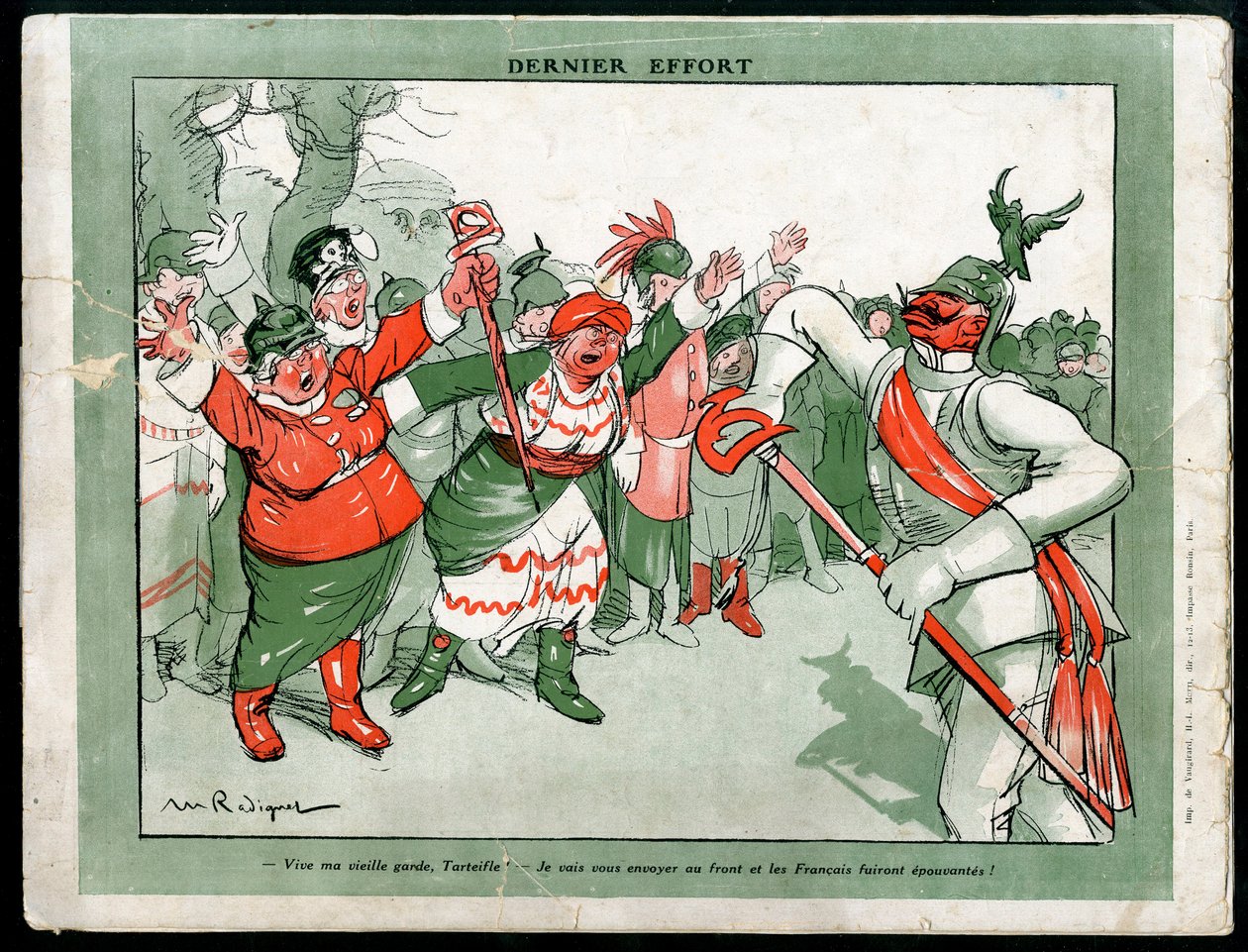 Illustration de Maurice Radiguet (1866-1941) dans Mode en Allemagne, vers 1915 - Dernier effort - Guerre de 14-18, Allemagne Prusse, Mode, Triplice - Guillaume II - Maurice Radiguet